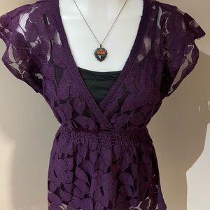 Eyelash couture blouse purple large